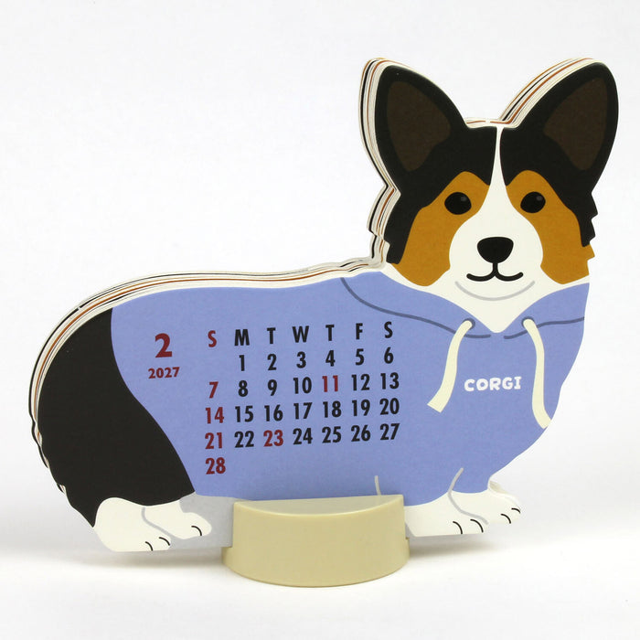 2027 Die-Cut Desk Calendar - Corgi