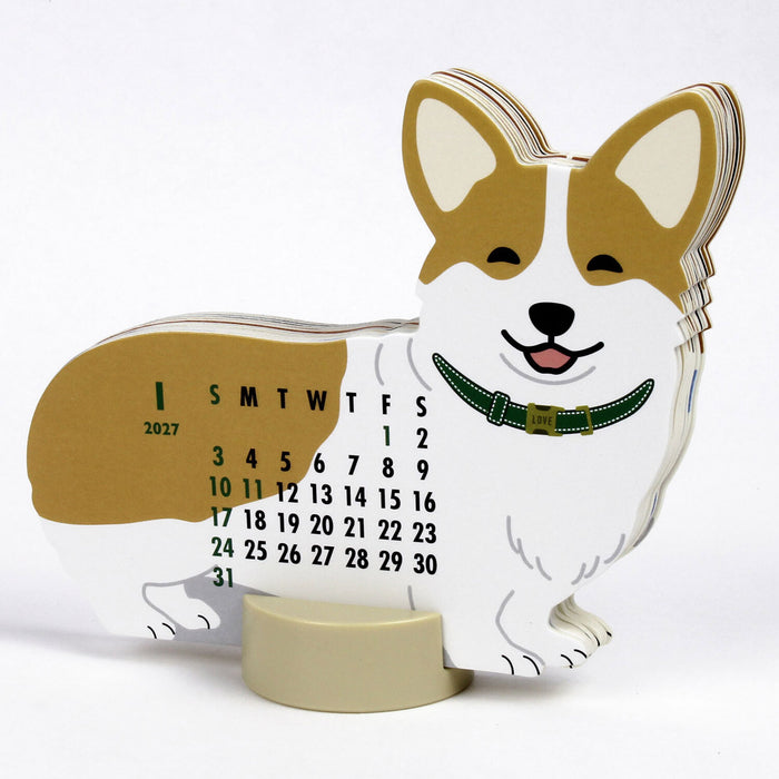 2027 Die-Cut Desk Calendar - Corgi