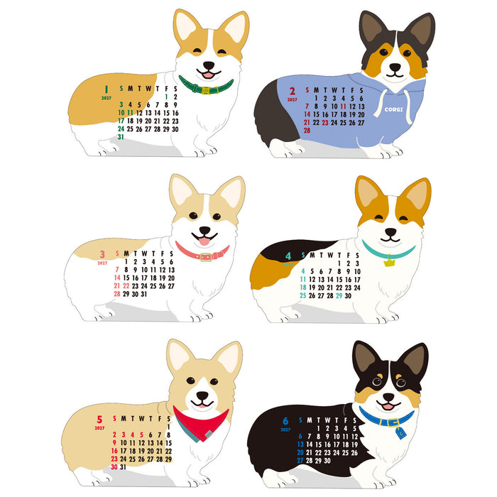 2027 Die-Cut Desk Calendar - Corgi