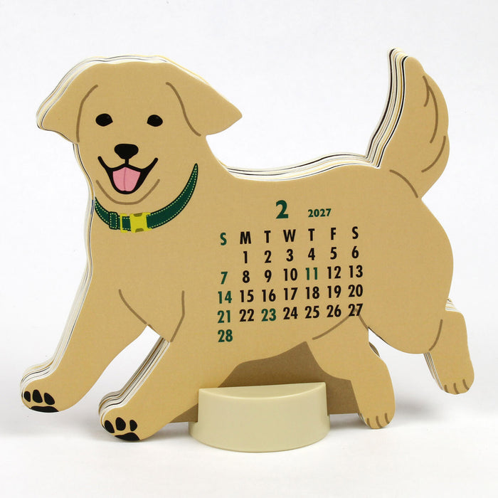 2027 Die-Cut Desk Calendar - Golden Retriever