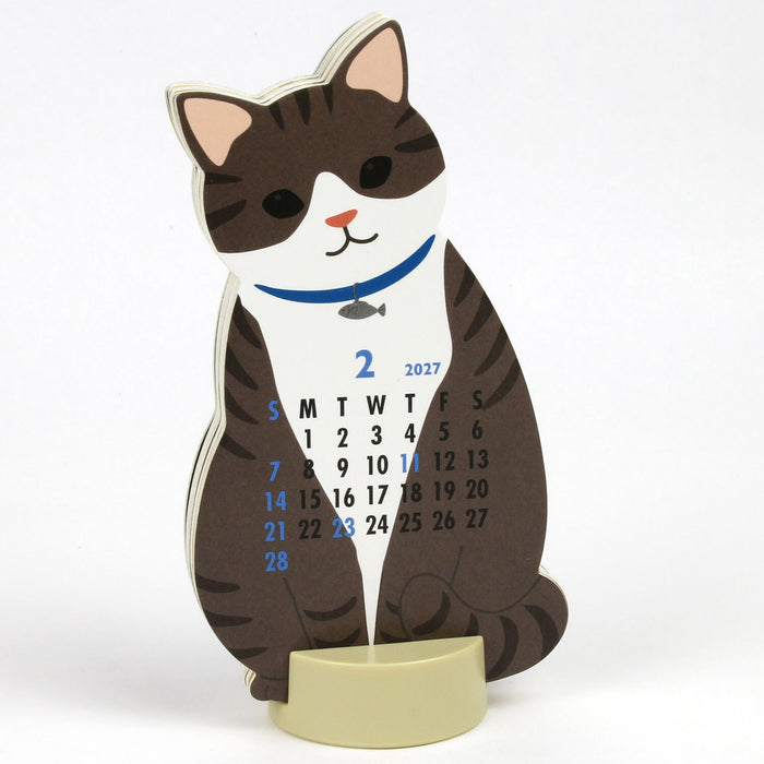 2027 Die-Cut Desk Calendar - Cat