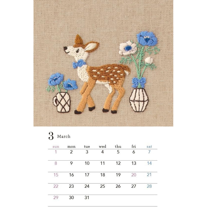 Chicchi 2026 Animal Embroidery Desktop Calendar