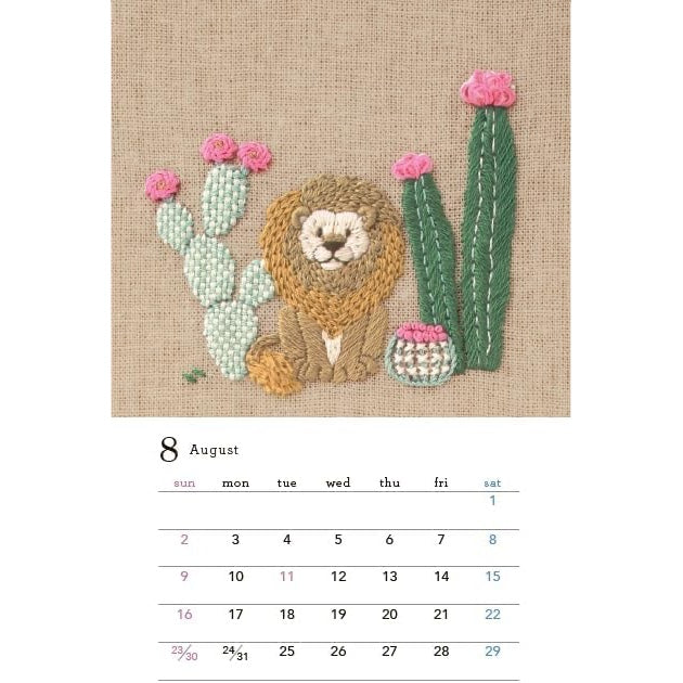 Chicchi 2026 Animal Embroidery Desktop Calendar