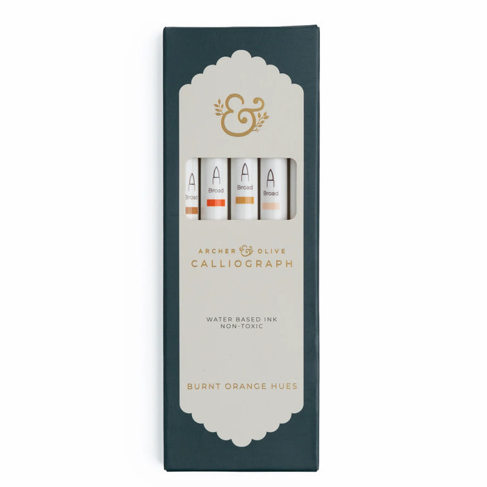 Calliograph Dual-Tipped Brush Pens Set of 5 - Burnt Orange Hues