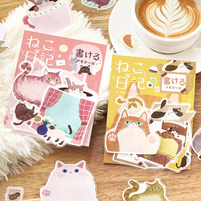BGM 'Cat Diary' Series Memo Stickers - Pink