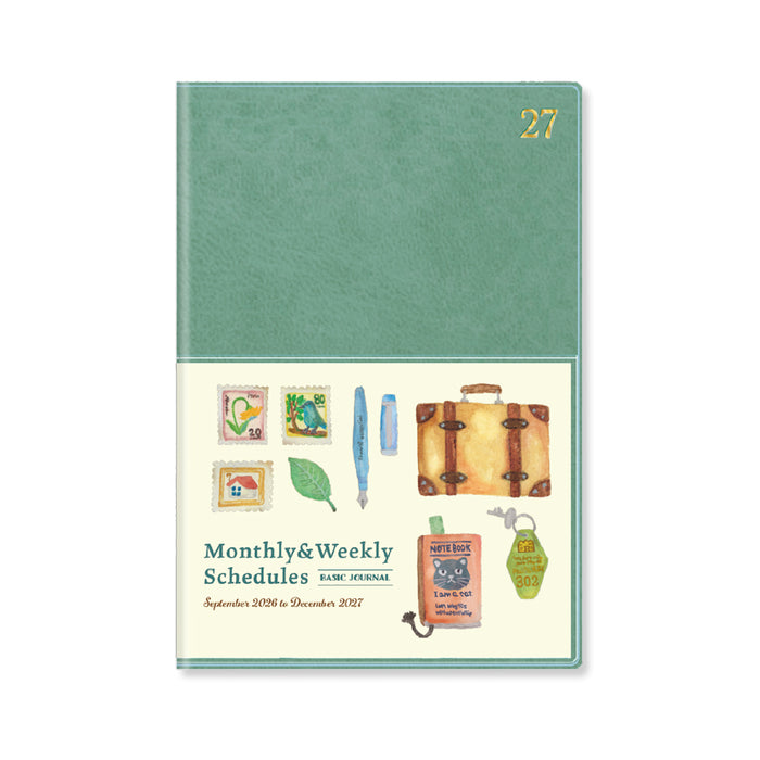 2027 B6 Monthly & Weekly Planner - Mint Green Travel