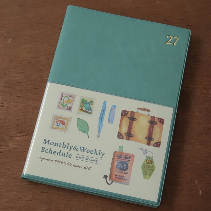 2027 B6 Monthly & Weekly Planner - Mint Green Travel