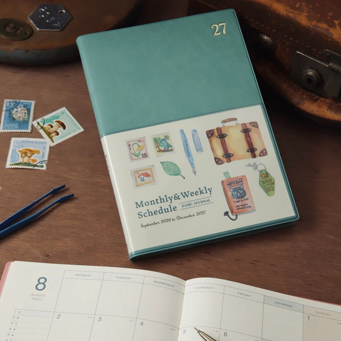 2027 B6 Monthly & Weekly Planner - Mint Green Travel