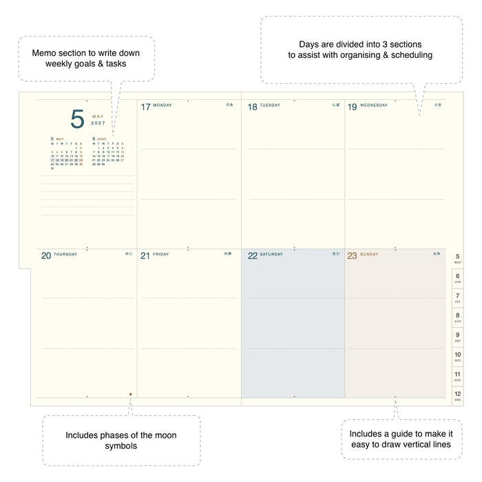 2027 B6 Monthly & Weekly Planner - Mint Green Travel
