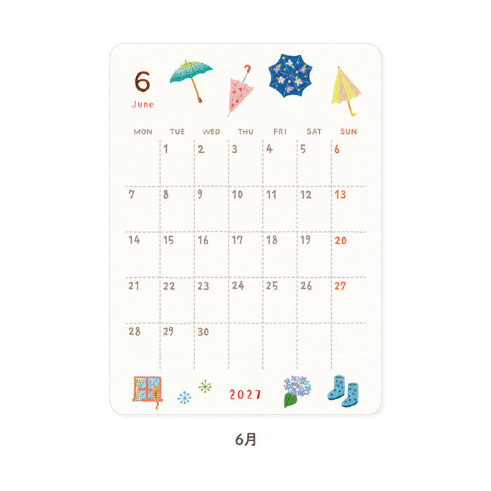 2027 Monthly Calendar Deco Stickers - Embroidery