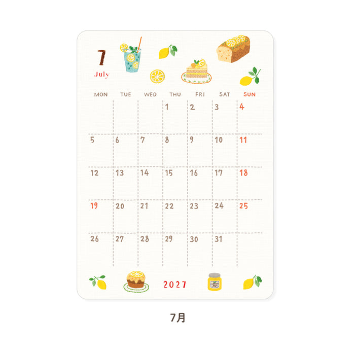 2027 Monthly Calendar Deco Stickers - Embroidery