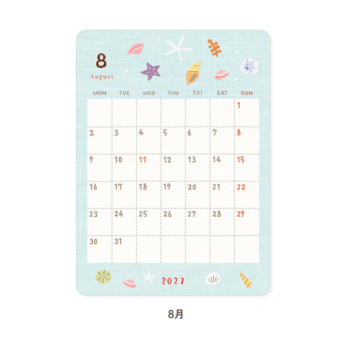 2027 Monthly Calendar Deco Stickers - Embroidery