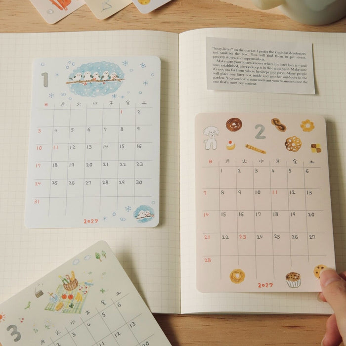 2027 Monthly Calendar Deco Stickers - Watercolour