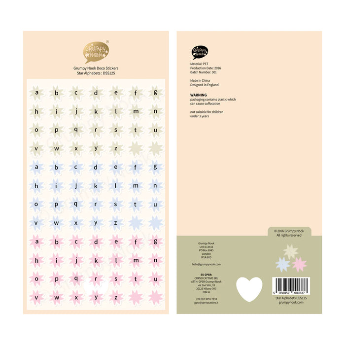 Star Alphabets PET Deco Sticker Sheet