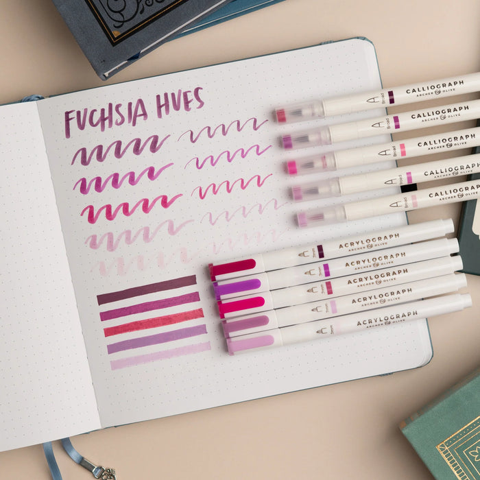 Calliograph Dual-Tipped Brush Pens Set of 5 - Fuchsia Hues