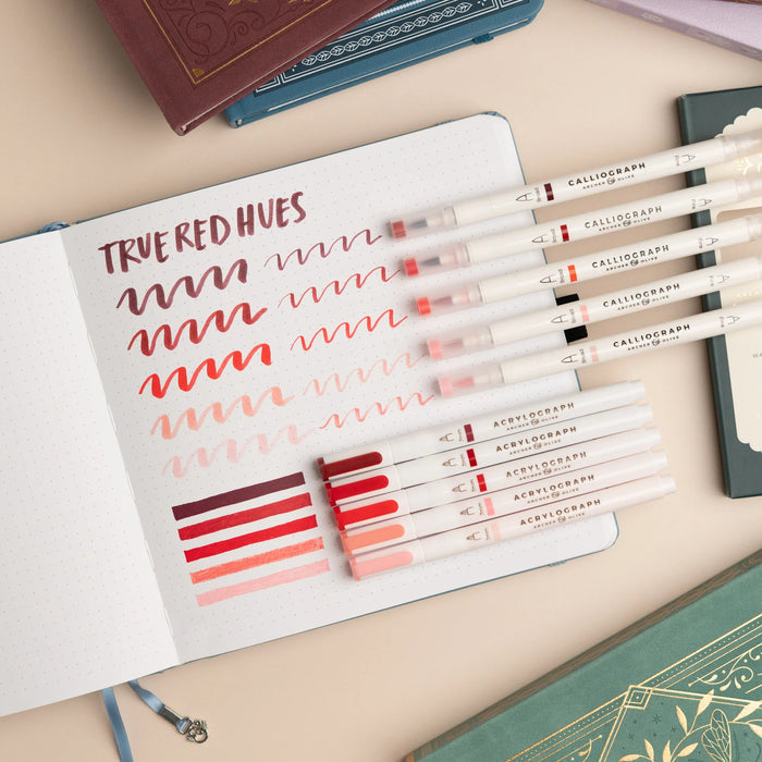 Acrylograph Pens Set of 5 - True Red Hues