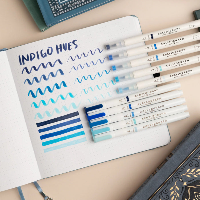 Acrylograph Pens Set of 5 - Indigo Hues