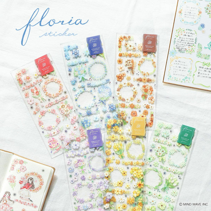 Mind Wave 'Floria' Series Clear Stickers - Blue