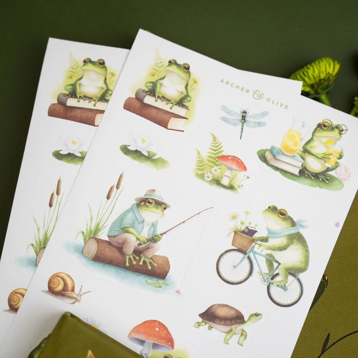 Literary Frog Sticker Set