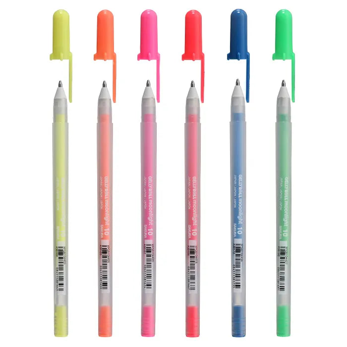 Gelly Roll Gel Pens - 6 Colour Set - Moonlight Fluorescent