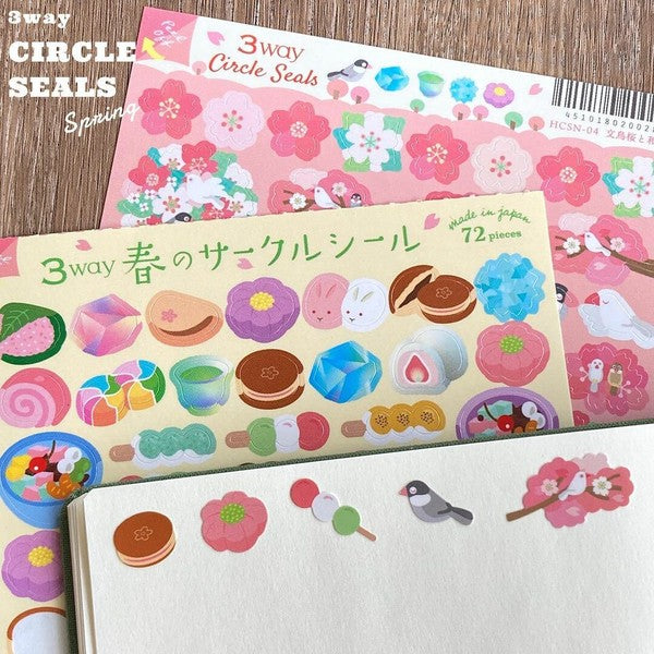 Spring Pattern 3-Way Stickers - Cherry Blossoms & Japanese Sweets