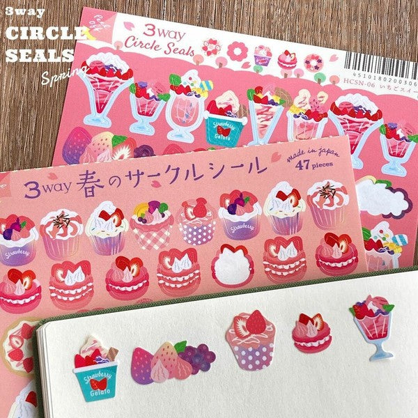 Spring Pattern 3-Way Stickers - Strawberry Sweets