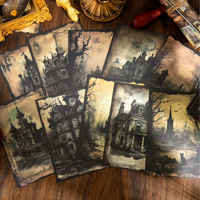 Dark Aesthetic Collage Paper Pack - Haunted Houses