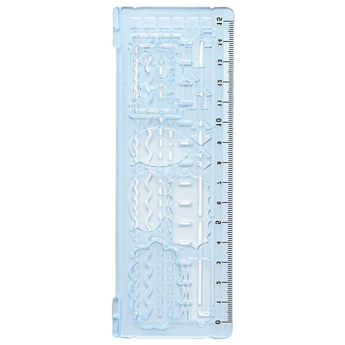 Kutsuwa Ruler and Foldable Stencil - Blue — WashiGang