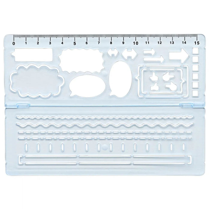 Kutsuwa Ruler and Foldable Stencil - Blue