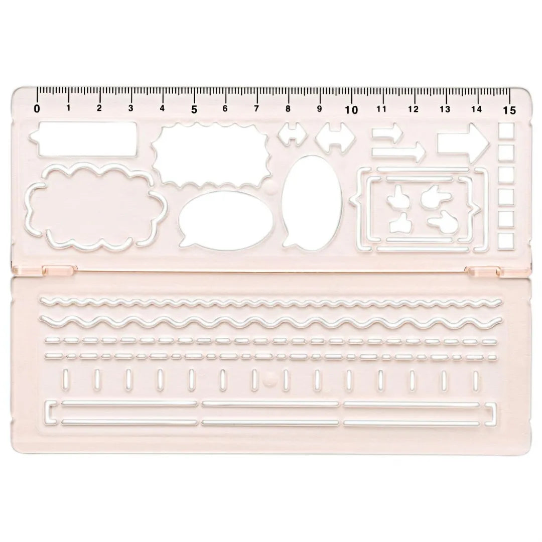 Kutsuwa Ruler and Foldable Stencil - Pink — WashiGang