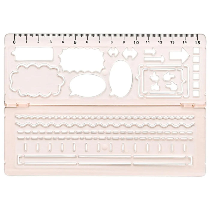 Kutsuwa Ruler and Foldable Stencil - Pink