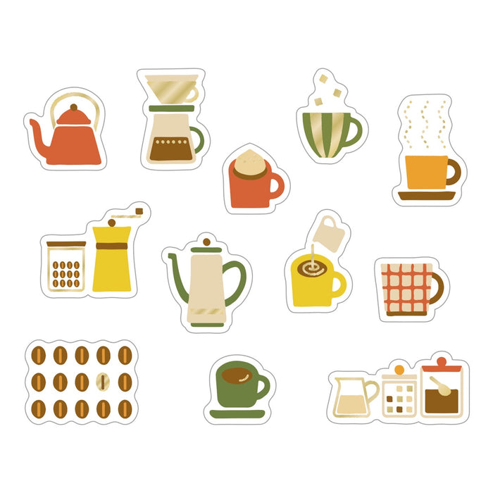 World Craft Japan Clear Flake Stickers - With Coffee