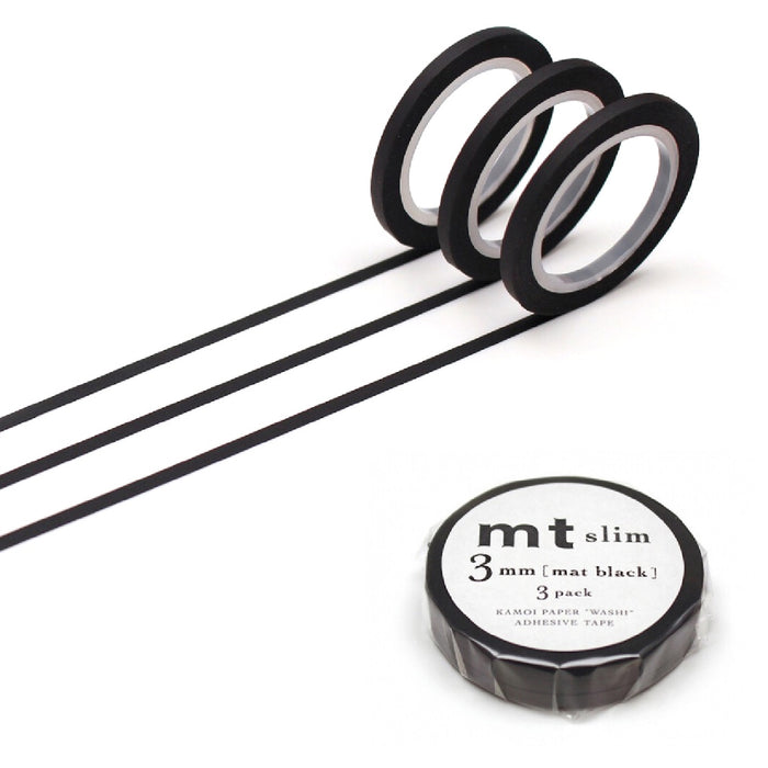 MT Slim Masking Tape Set of 3 - Matte Black 3mm