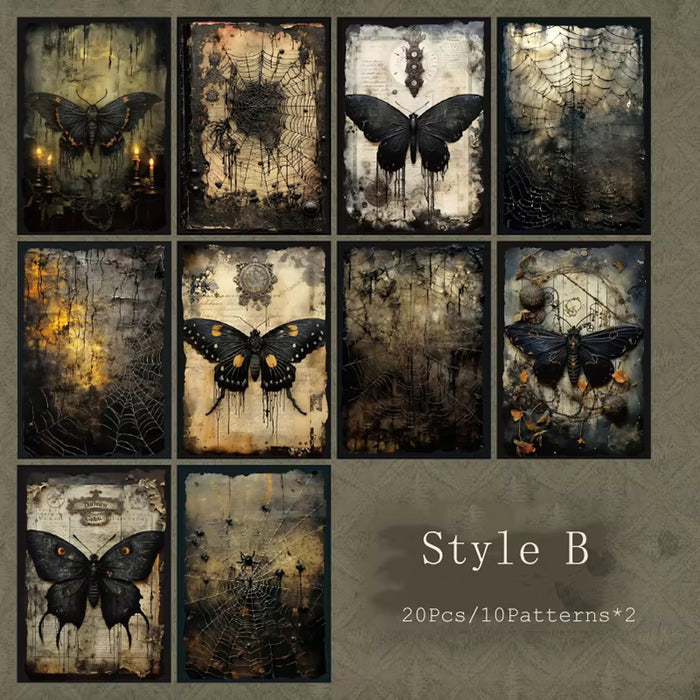 Dark Aesthetic Collage Paper Pack - Moths