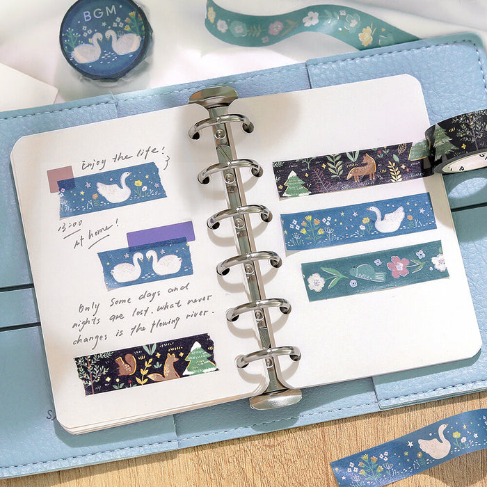 BGM 'Nordic Forest' Foil Washi Tape - Swan Lake