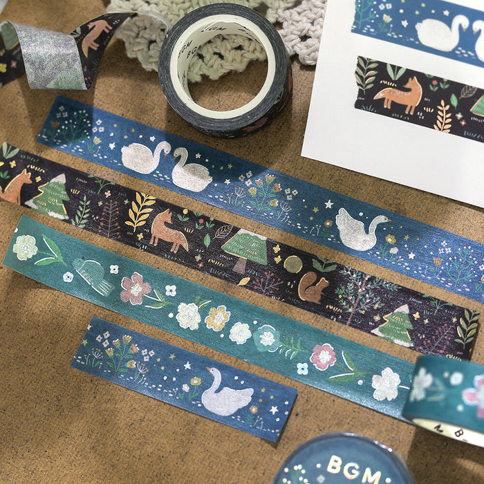 BGM 'Nordic Forest' Foil Washi Tape - Moonlit Forest
