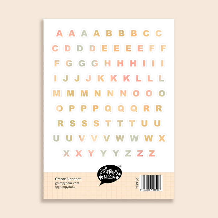 Ombre Alphabet Sticker Sheet
