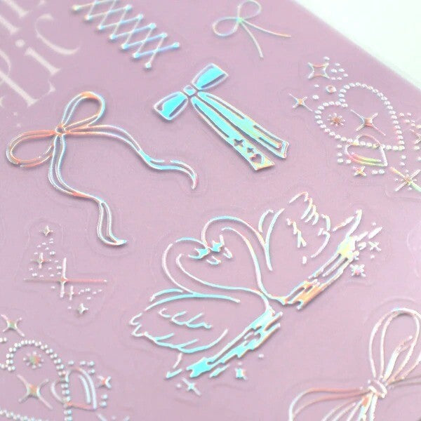 Clear Foiled Stickers - Tokimeki Ribbon
