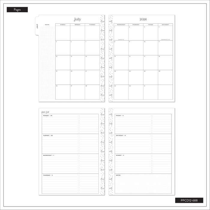 The Happy Planner 2026-2027 'Colour Beat Stripes' CLASSIC 12-Month Planner - Horizontal Layout