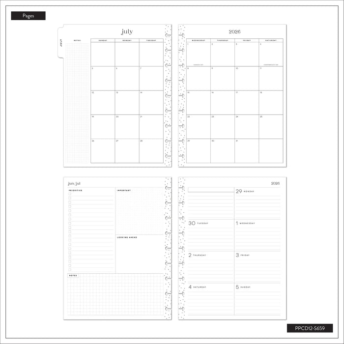 The Happy Planner 2026-2027 SPECIALTY 'Tinted Mosaic' CLASSIC 12-Month Planner - Dashboard Layout