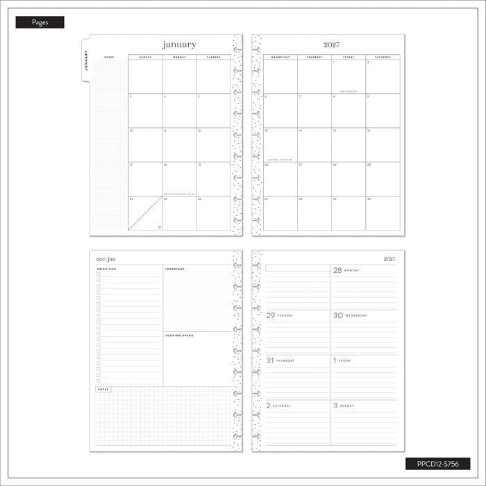 The Happy Planner 2027 'Haven & Heart' Embroidered CLASSIC 12-Month Planner - Dashboard Layout