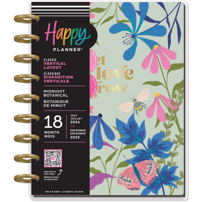 LAST STOCK! The Happy Planner 2024-2025 'Midnight Botanical' CLASSIC VERTICAL Happy Planner - 18 Months