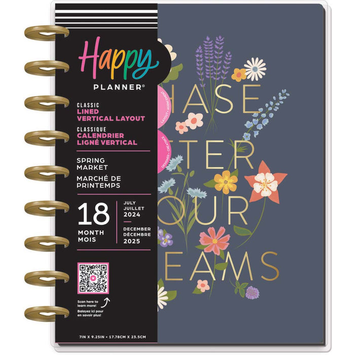 The Happy Planner 2024-2025 'Spring Market' CLASSIC LINED VERTICAL Happy Planner - 18 Months