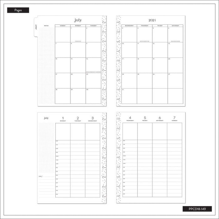 The Happy Planner 2024-2025 'Shibori Flowers' CLASSIC VERTICAL HOURLY Happy Planner - 18 Months