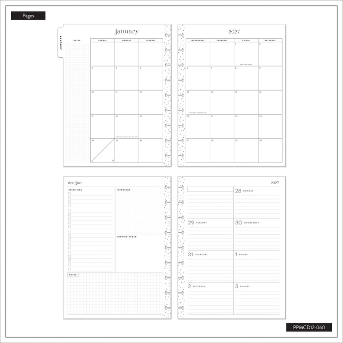 The Happy Planner 2027 'Seasonal Sidewalks' Metal Discs CLASSIC 12-Month Planner - Dashboard Layout