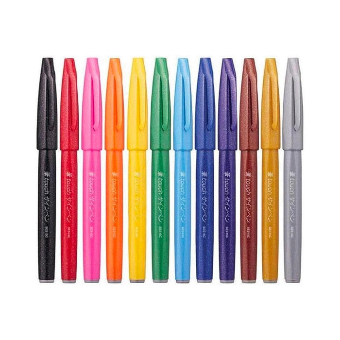 Pentel Arts Brush Up Brush Sign Pen - Standard Colours 12pk