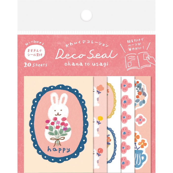 Winter Series Notebook Deco Stickers - Flower Rabbit