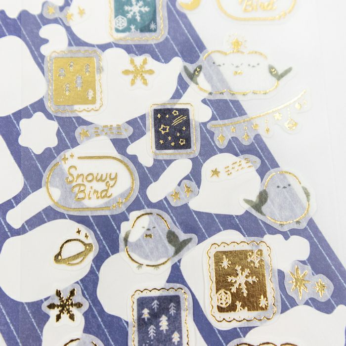 Foil Stamped Washi Sticker Sheet - Star & Bird