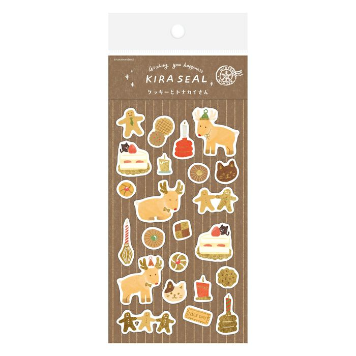 Foil Stamped Washi Sticker Sheet - Cookie & Reindeer