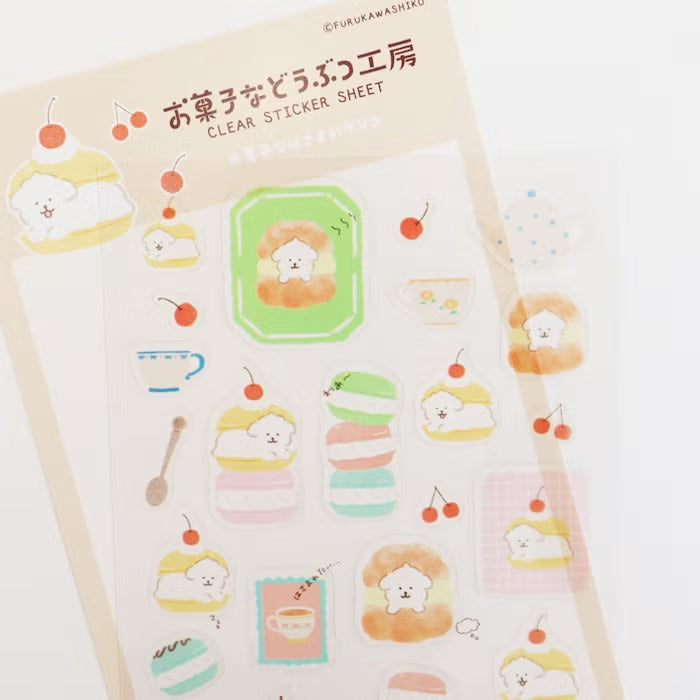 Animal Sweets Shop Clear Sticker Sheet - Fluffy Dog